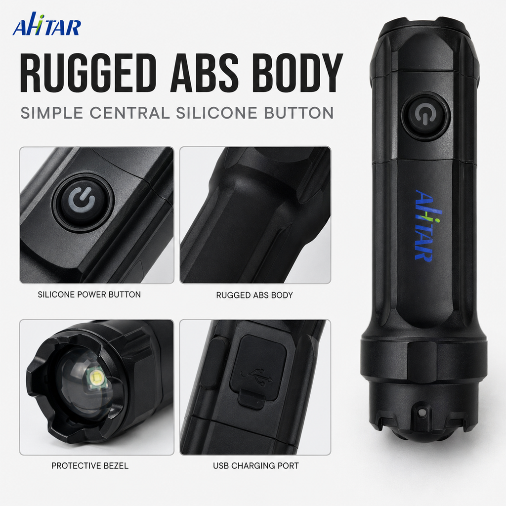 AHTAR Compact LED Flashlight – 140 Lumens, Zoomable
