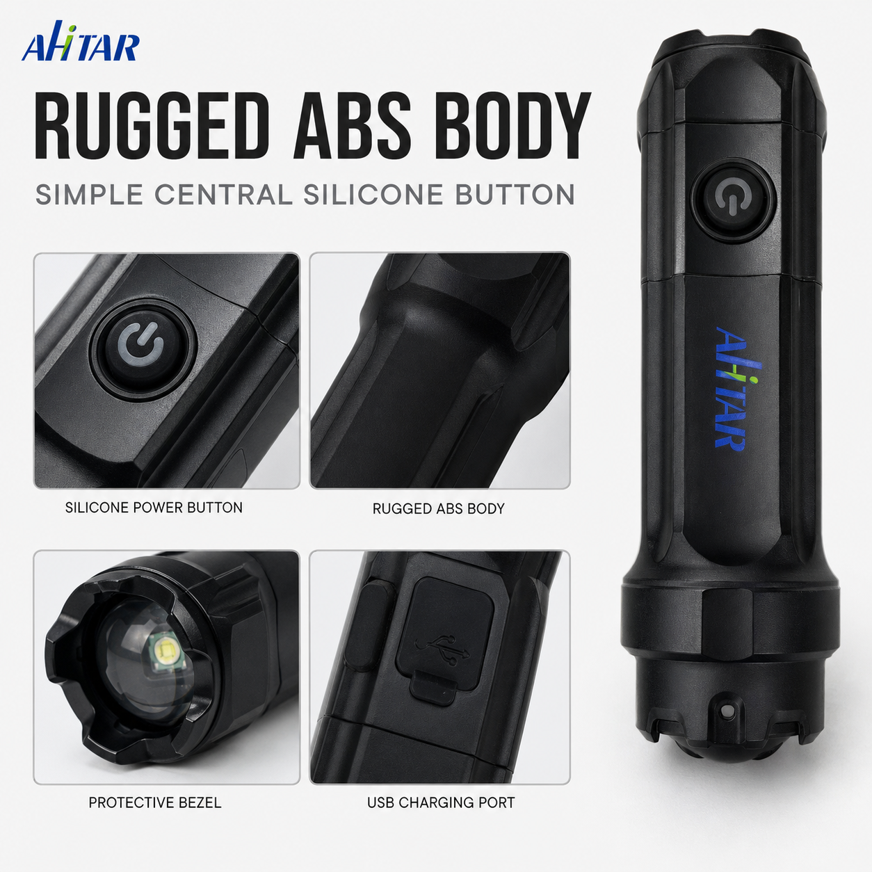 AHTAR Compact LED Flashlight – 140 Lumens, Zoomable