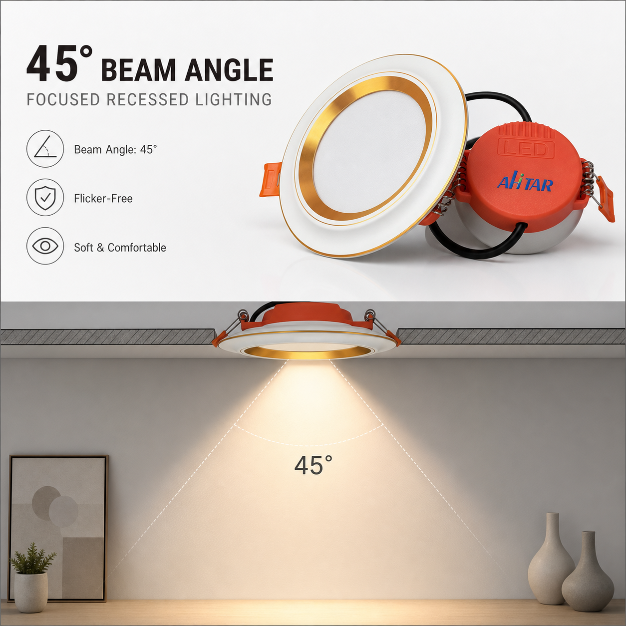 AHTAR 5/6-Inch LED Recessed Light Trim – 750 Lumens, 5 CCT